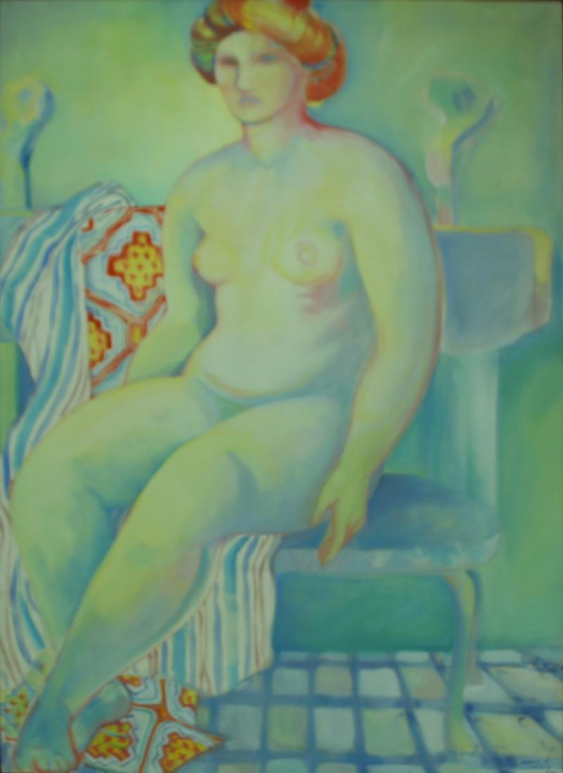 Venus Ulandis? Signed Oil on Canvas Nude Woman.: Signed and dated 1980 lower right. From a Larchmont, NY storage. - Dimensions: 50" high x 36" wide