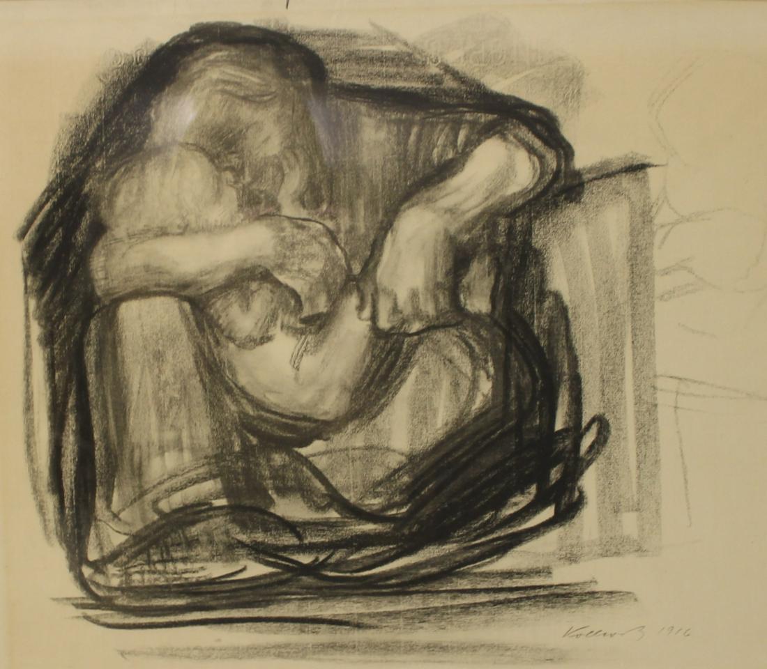 Kathe Kollwitz Signed Mother and Child Print. (1 of 4)