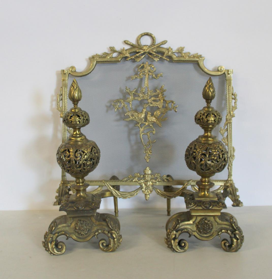 Antique And Fine Quality Bronze Andirons & Fire (1 of 7)