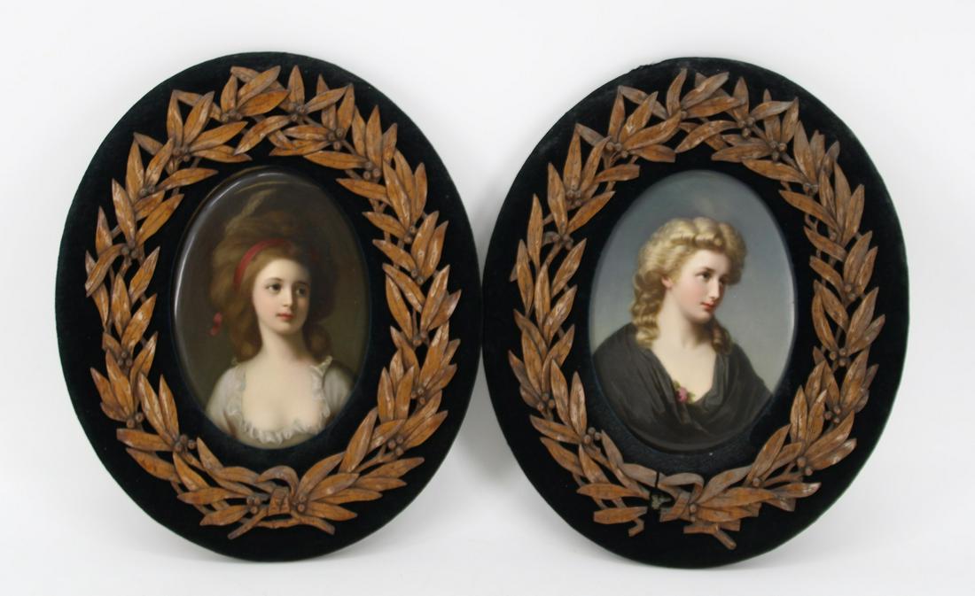 2 KPM Style Framed Porcelain Portrait Plaques. (1 of 6)