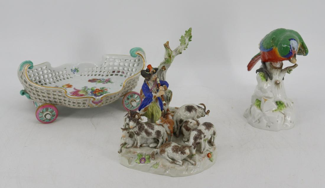 Lot Of 3 Signed Meissen Porcelain Pieces. (1 of 12)