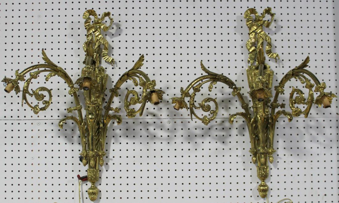 Pr Of Fine & Large Gilt Bronze Arrow & Ribbon (1 of 9)