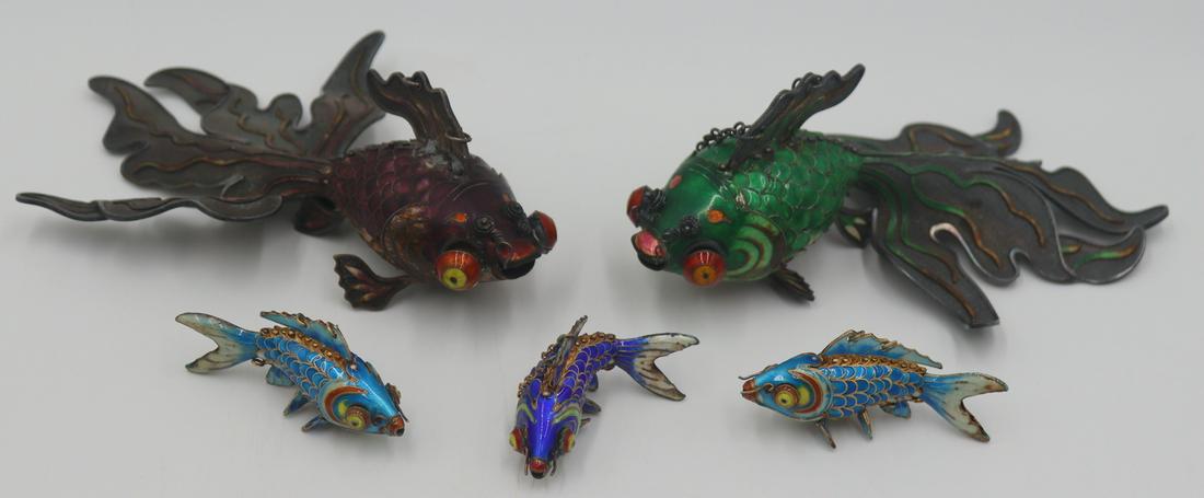 SILVER. (5) Chinese Enamel Decorated Silver Fish. (1 of 20)