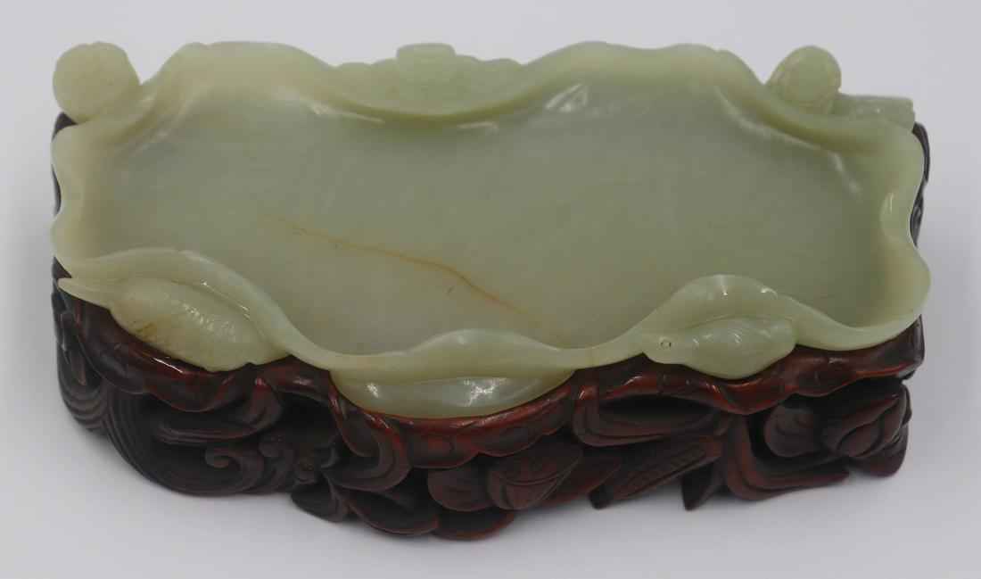 Antique Chinese Carved Celadon Jade Brush (1 of 15)