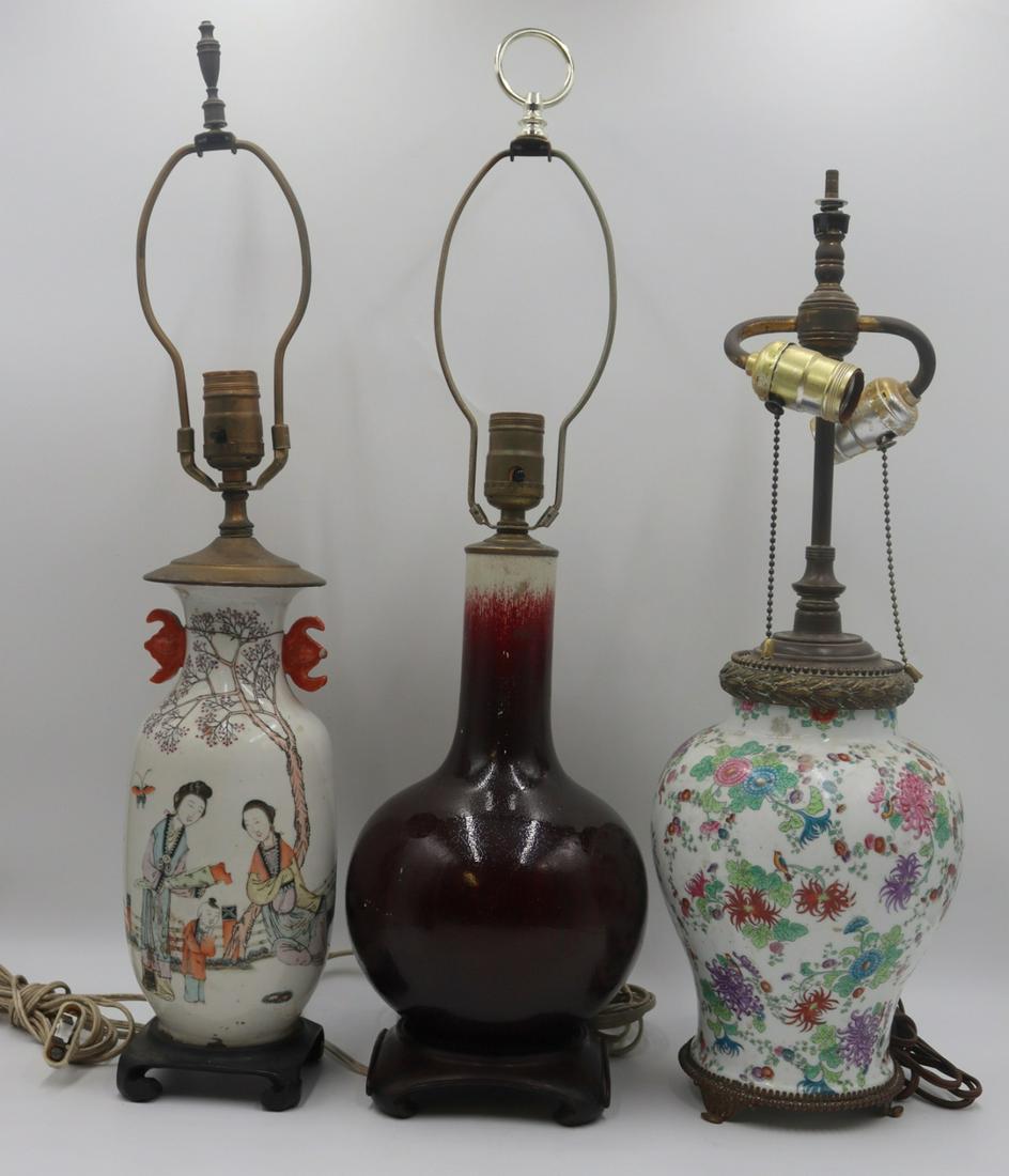 Grouping of (3) Asian Lamps. (1 of 16)