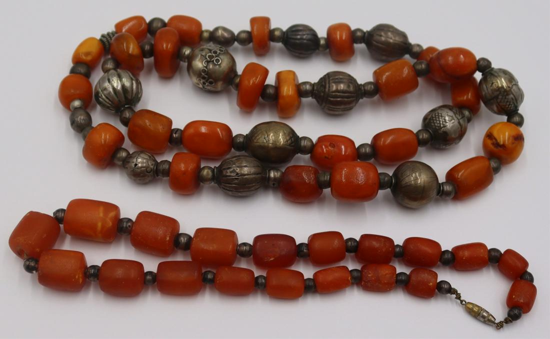(2) Antique Chinese Amber Beaded Necklaces. (1 of 11)