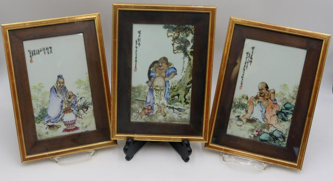 (3) Signed Chinese Enamel Decorated Plaques. (1 of 13)