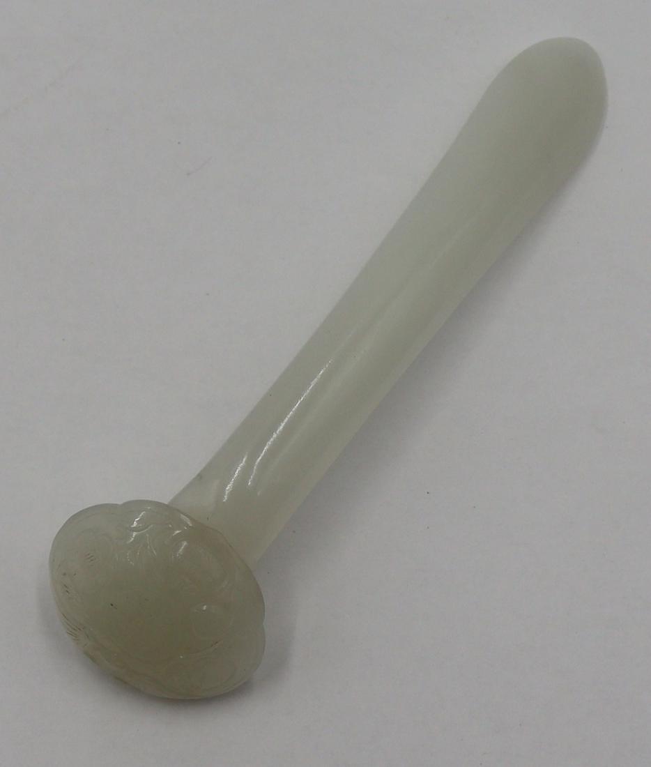 Antique Chinese Carved White Jade Hairpin. (1 of 10)