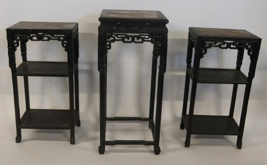 (3) Chinese Marble Top Stands. (1 of 10)