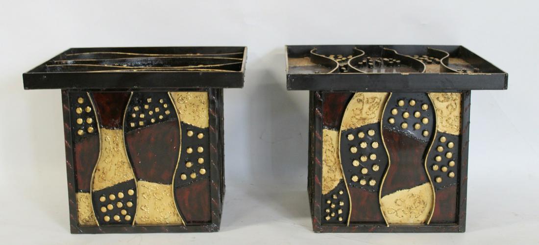 Pair Of Metal Patchwork Tables In The Style Of (1 of 7)