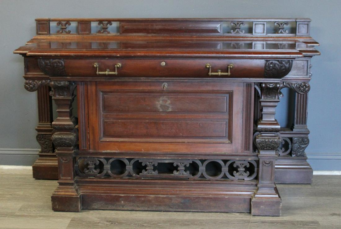 Victorian Walnut Drop Front 1 Drawer Console / (1 of 9)