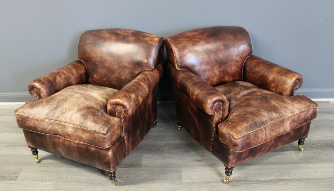 George Smith Leather Upholstered Club Chairs. (1 of 4)