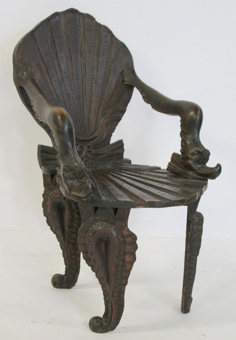 Antique Venetian Carved Grotto Chair. (1 of 9)