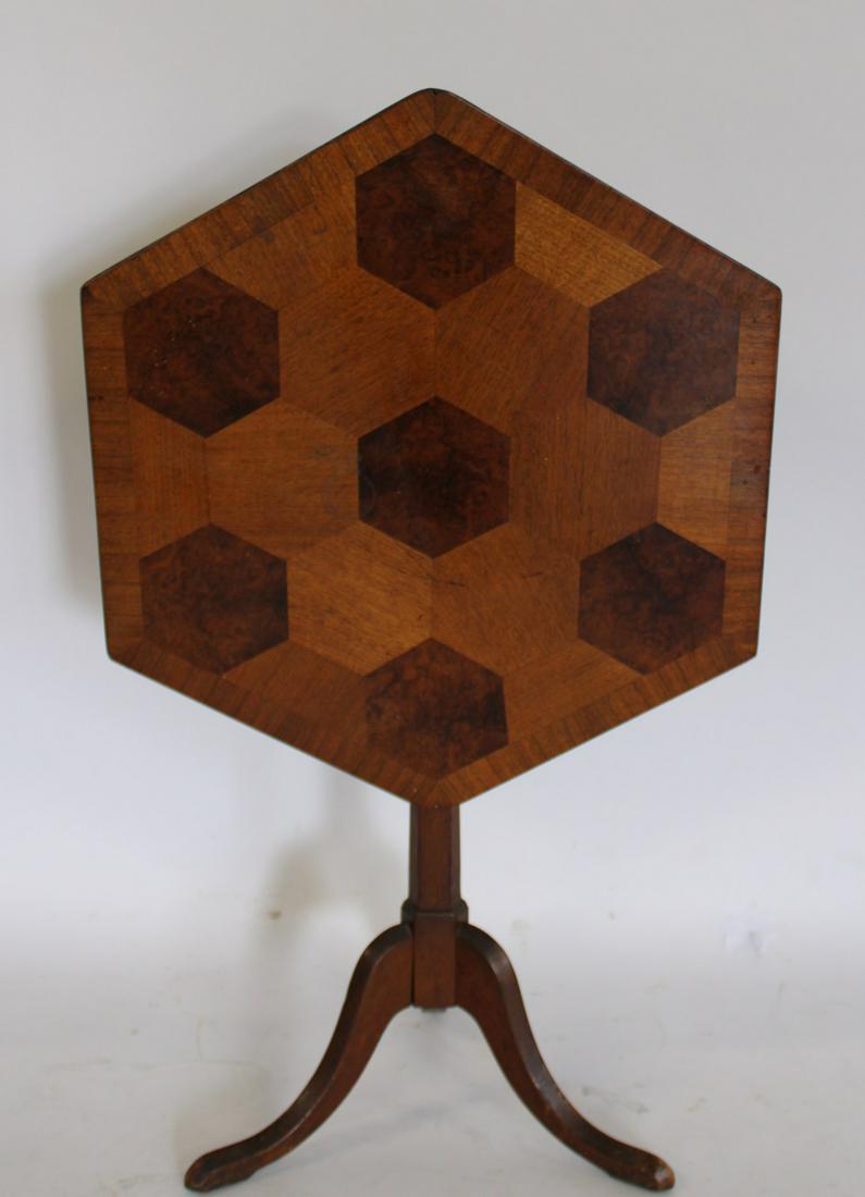 Antique Inlaid Satinwood Hexagonal Tilt Top (1 of 3)