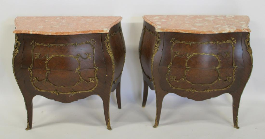 A Vintage Pr Of Louis XV Style Marbletop Commodes (1 of 10)