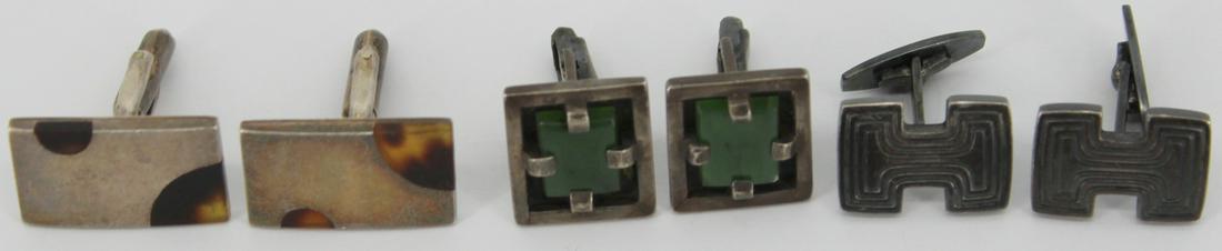 JEWELRY. (3) Pr of Sterling Cufflinks Inc. Pineda. (1 of 15)