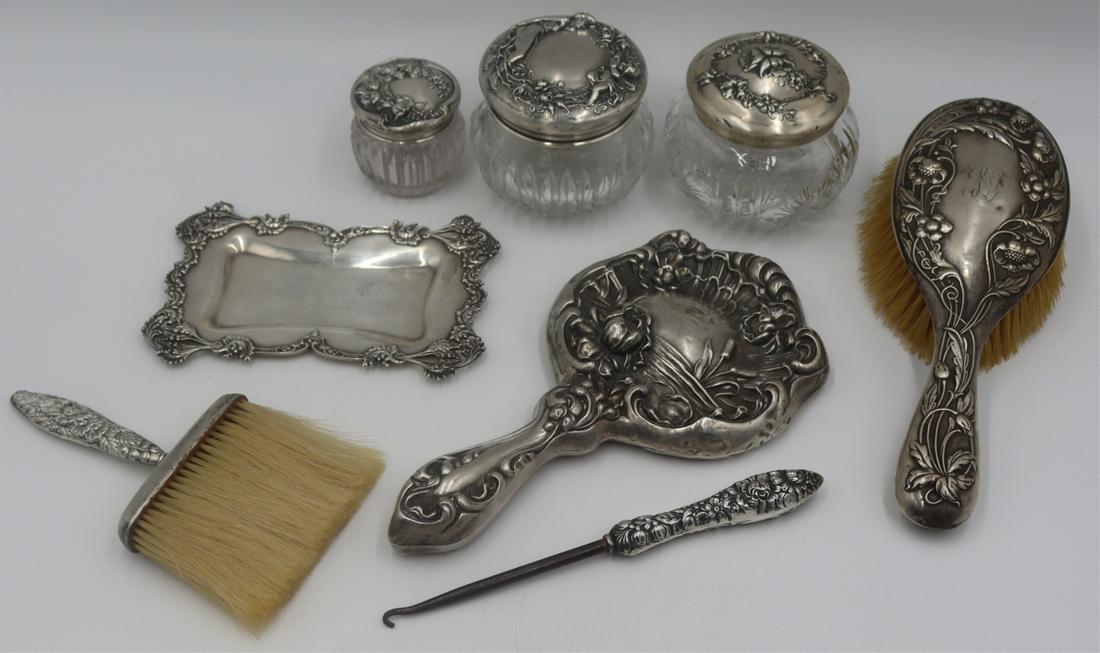 STERLING. American Art Nouveau Silver Vanity Items (1 of 11)