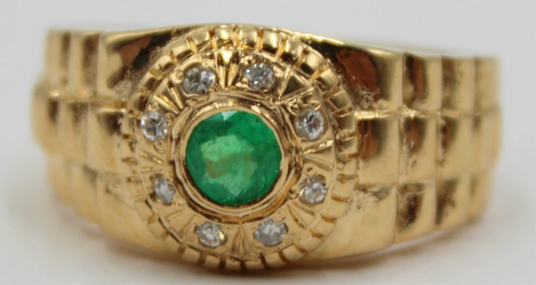 JEWELRY. Men's 18kt Gold Diamond and Gem Ring. (1 of 7)