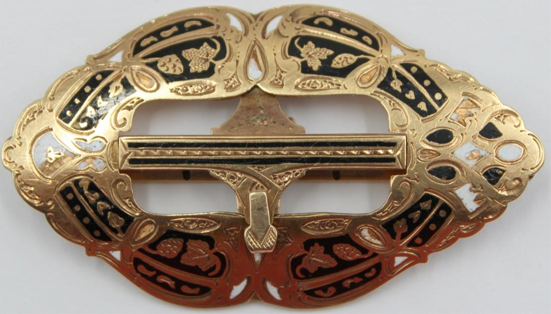 JEWELRY. W. Bohms 14Kt Gold and Enamel Buckle. (1 of 5)