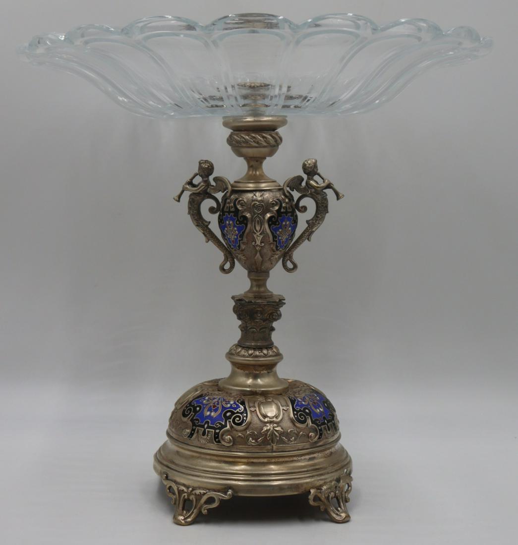 SILVERPLATE. Continental Enamel Decorated Tazza. (1 of 12)