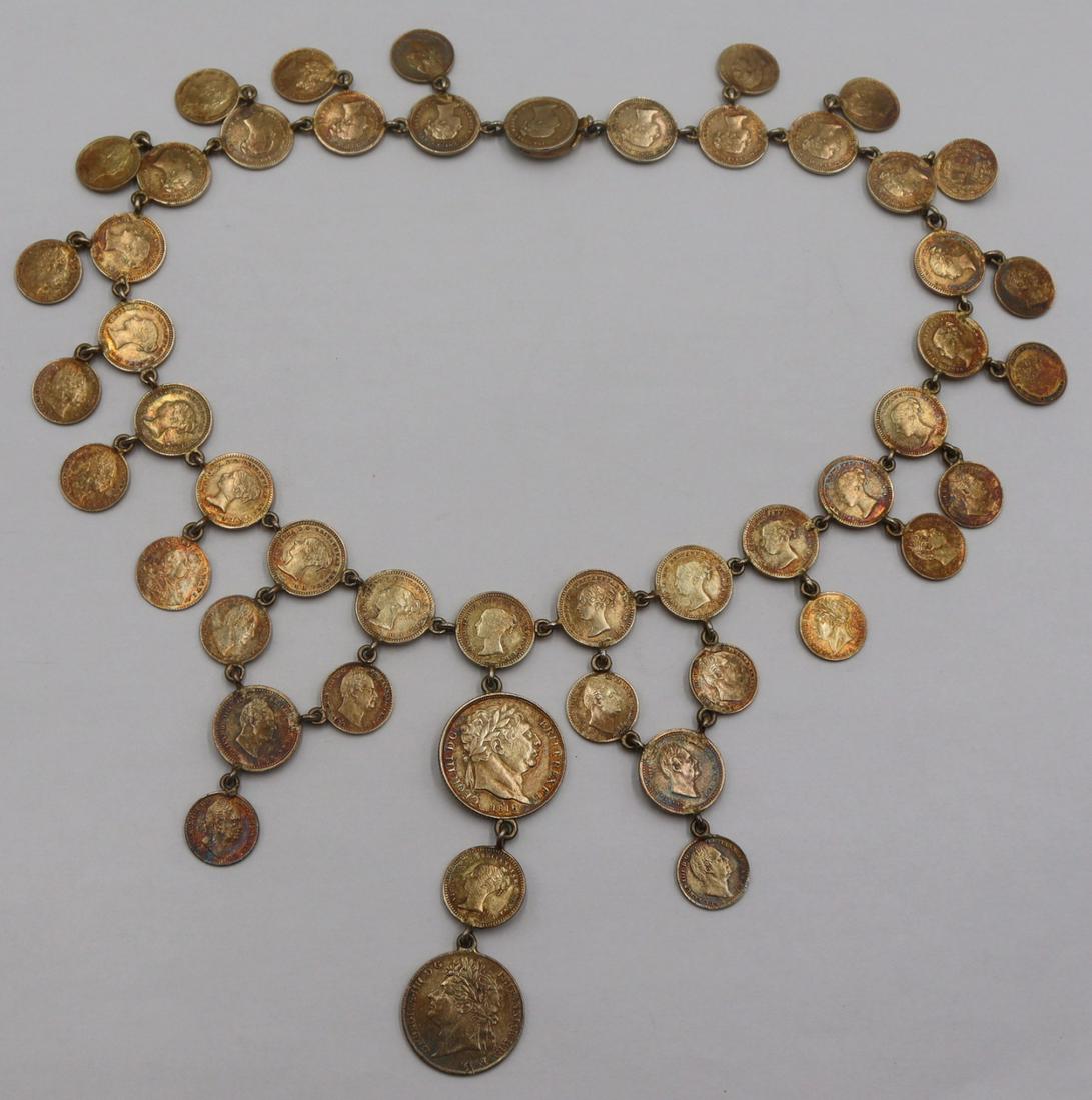 JEWELRY. English Gold-Plated Silver Coin Necklace (1 of 13)