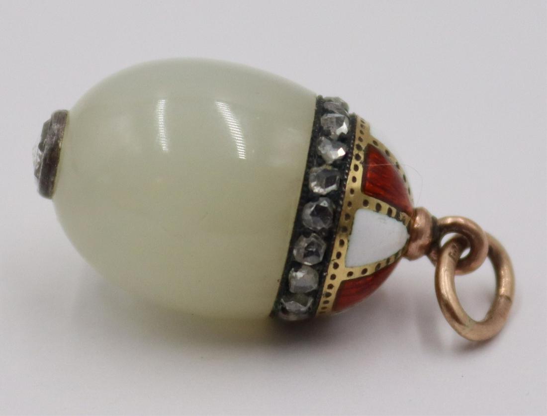 JEWELRY. Russian 14kt Gold, Jade?, Enamel and (1 of 6)