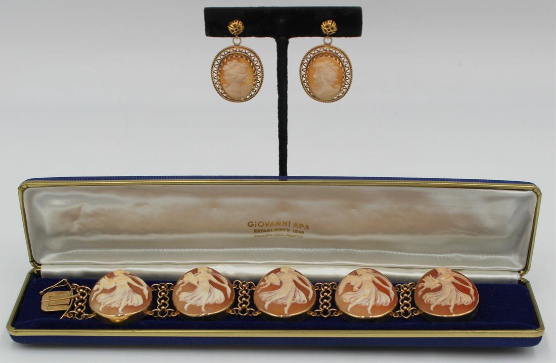 JEWELRY. 14kt Gold Shell Cameo Jewelry Grouping. (1 of 10)