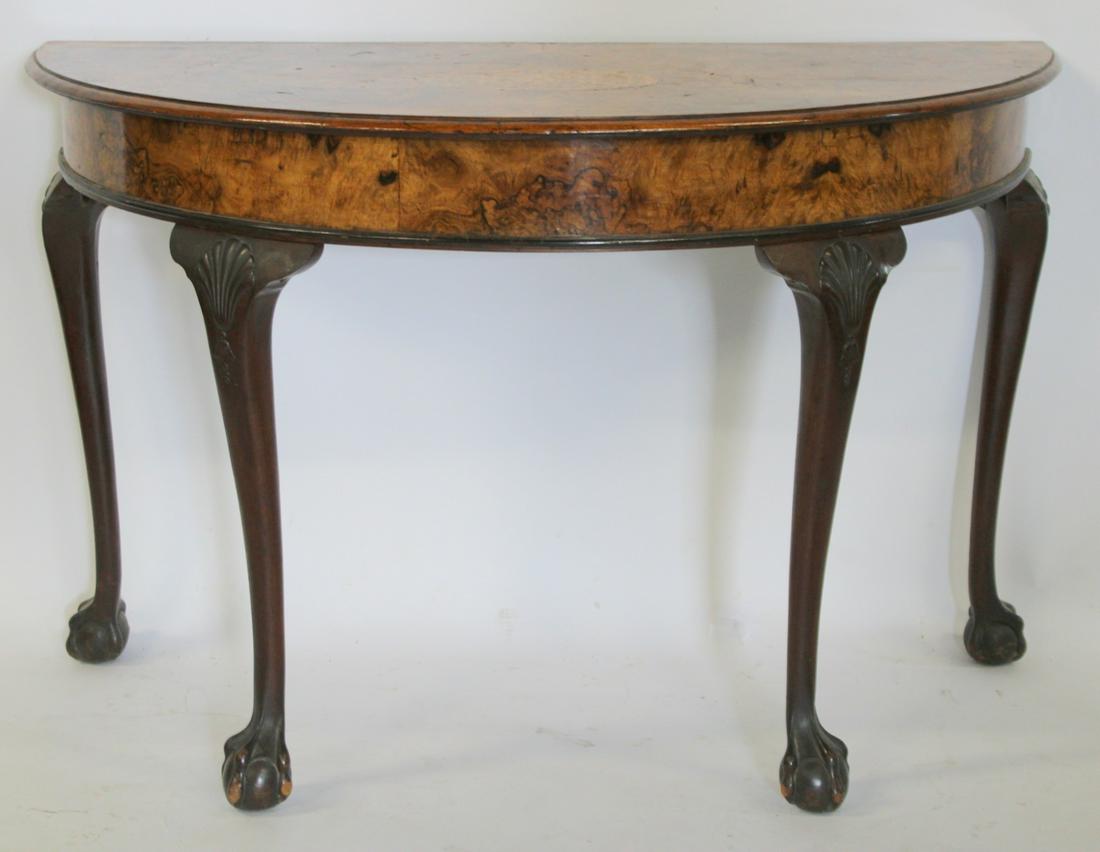 Antique Inlaid Walnut Demilune. (1 of 8)