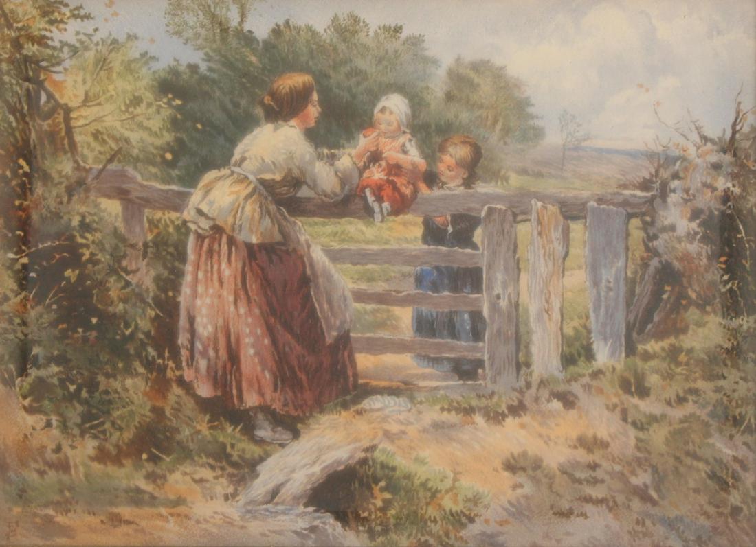 MYLES BIRKET FOSTER (BRITISH, 1825-1899).: Watercolor. Genre Scene. Initialed lower left. From a New Rochelle, NY collection. - Dimensions: 5" high x 7" wide