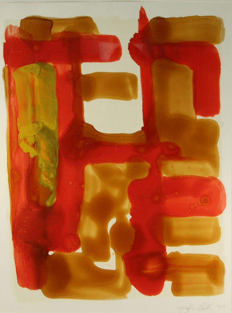 JOHN OCHS (AMERICAN, b. 1969).: Shellac on Paper. Abstract Composition. 1999. Signed and dated lower right. From a New York collection. - Dimensions: Sight: 27.5" high x 21.5" wide