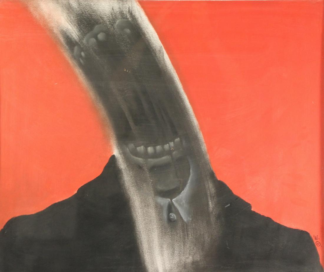 MACKENZIE THORPE (ENGLISH, b. 1956).: Pastel. Modernist Scene. Initialed lower right. From a New York, NY collection. - Dimensions: 23.25" high x 28.25" wide