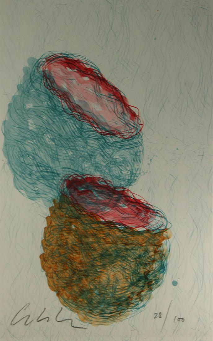 DALE CHIHULY (AMERICAN, b. 1941).: Lithograph. Untitled. Signed lower left. No. 28 from an edition of 100. From a White Plains, NY collection. - Dimensions: 34.25" high x 22.75" wide