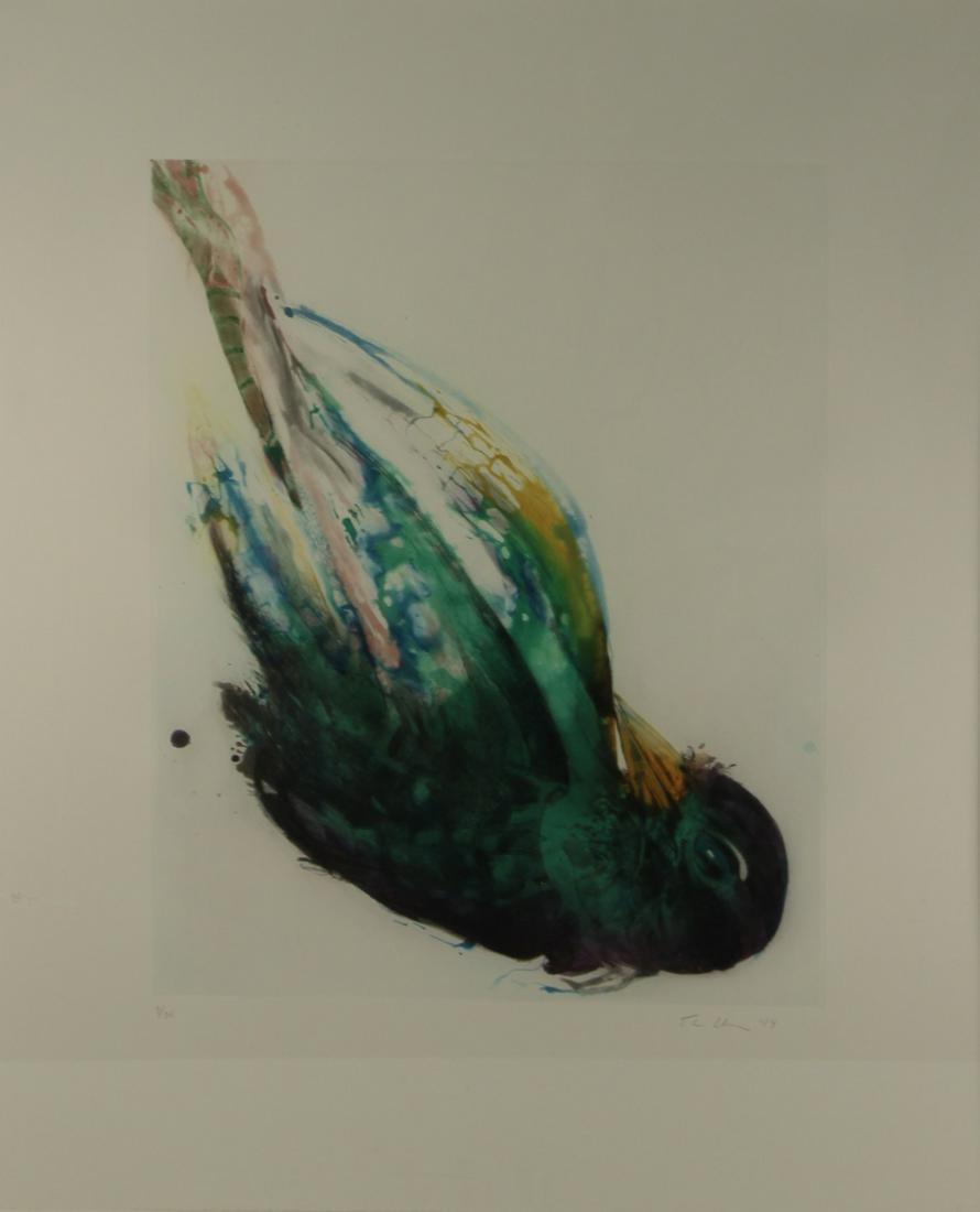 EMILIE CLARK (AMERICAN, 20TH CENTURY).: Aquatint with spitbite and drypoint. "Bird". 2014. Signed lower right. No. 9 from an edition of 36. From a Queens, NY collection. - Dimensions: 29" high x 24" wide
