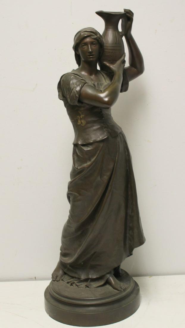 Jean Gautherin (FR 1840 - 1890) Signed Large: Bronze Sculpture Of Rebecca. An extra large size, finely executed and signed on the base. From a Great Neck NY estate. - Dimensions: 35"H