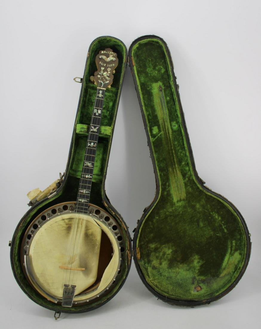 Vintage Majestic "Blue Bird" Tenor Banjo In: Case. From a Westport, CT estate. - Dimensions: 34" approx
