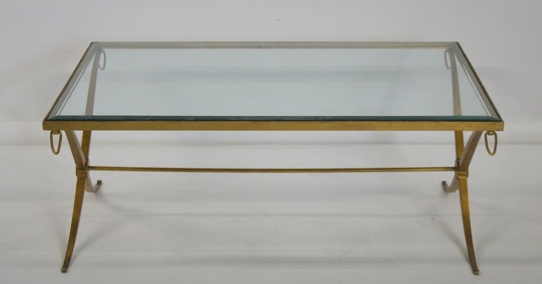 Vintage And Fine Quality Gilt Metal Neoclassical: Style Coffee Table. From a Westport CT estate. - Dimensions: 32.5" x 48" x 19"