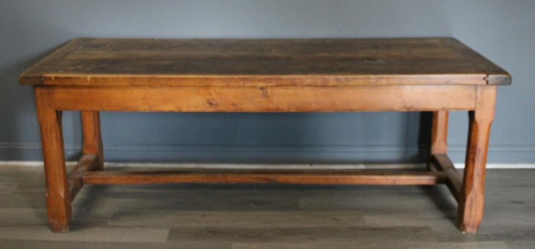 Antique French 2 Drawer Harvest Table.: Great table with nice patina, pegged and with deep drawers at each end. From a West 72nd St NYC estate. - Dimensions: 30"h x 32"w x 82"