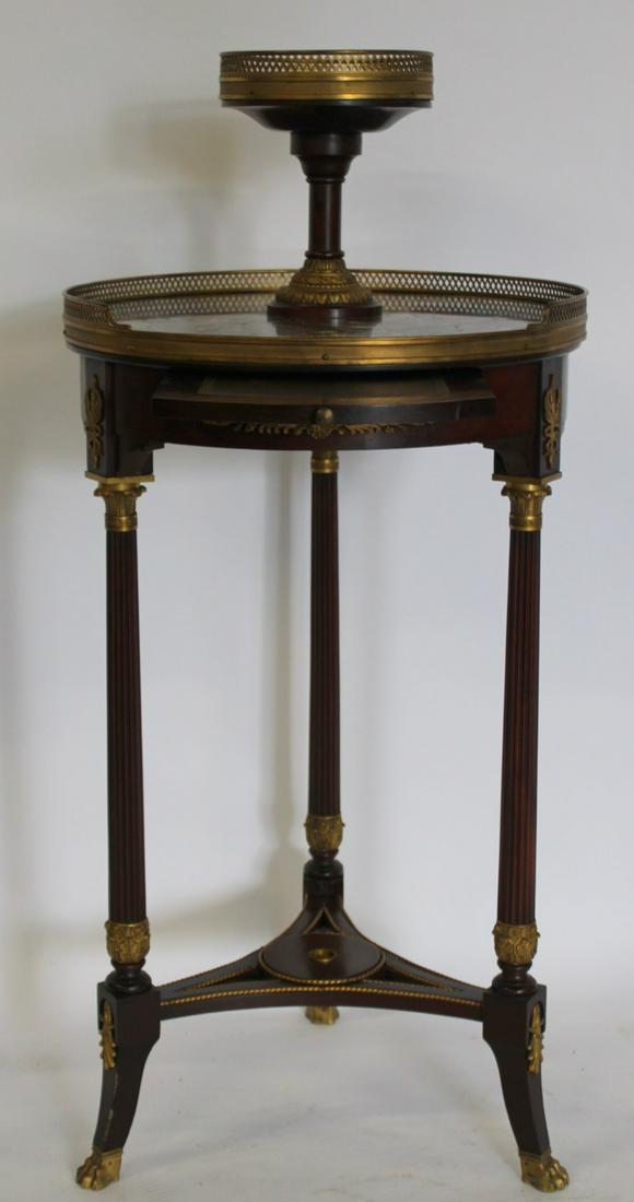 19th Century Bronze Mounted 2 Tier Stand.: Great quality with ebonized and gilt paw feet. From a West Hampton Long Island NY estate. - Dimensions: 39" x 18"