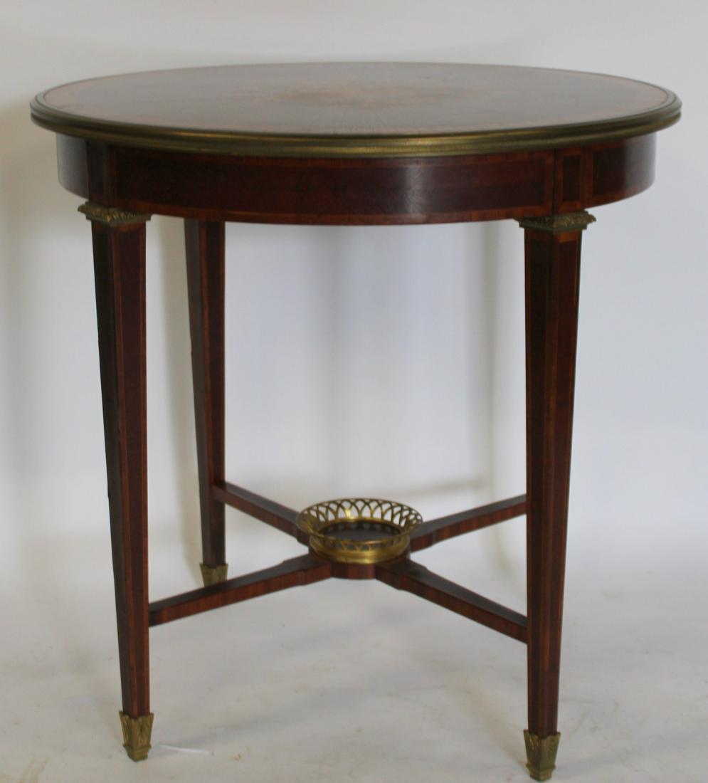 Antique Bronze Mounted, Marquetry Inlaid & Banded: Center Table. From a West Hampton Long Island NY estate. - Dimensions: 30" x 30"
