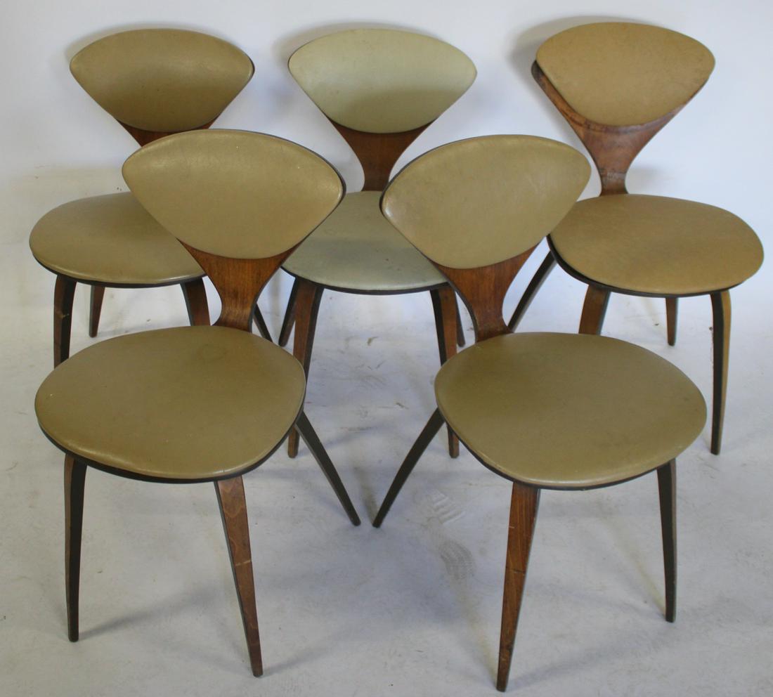 5 Midcentury Norman Chernier For Plycraft Chairs: From a Larchmont NY estate. - Dimensions: 31" x 17" x 20"