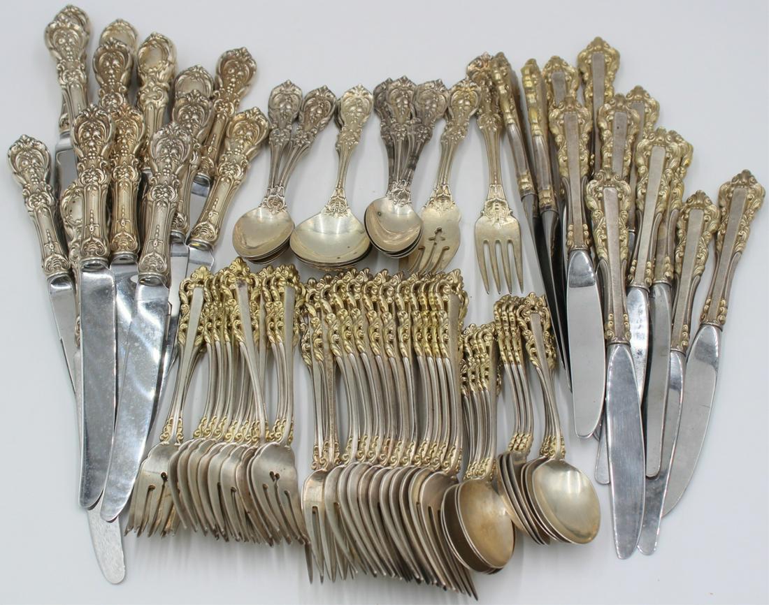 STERLING. Gorham Medici Golden and Reed & Barton: Francis I Sterling Flatware Sets. Comprised of (12) Gorham Medici Golden forks - approx. 7 1/2" in length;(12) Gorham Medici Golden salad forks - approx. 6 7/8" in length; (11) Gorham Medici