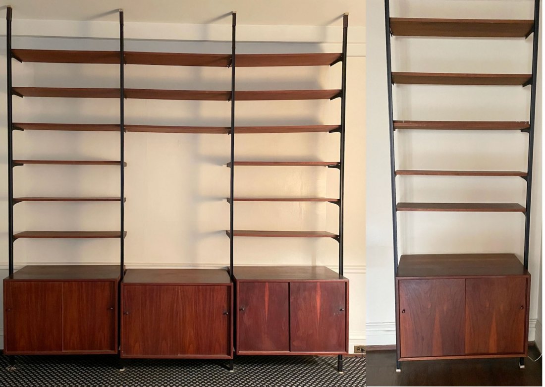 George Nelson For Herman Miller ?? Wall Unit.: Photographed in East 79th St apt where all other Nelson items came from before removal. One section in different room. From a New York City estate. -Dimensions: Each cabinet 22.75" h x 33.75"