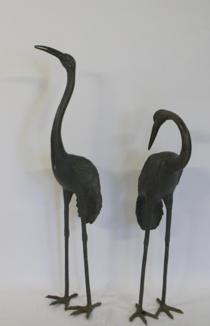 2 Patinated Metal / Bronze Heron Sculptures. (1 of 10)