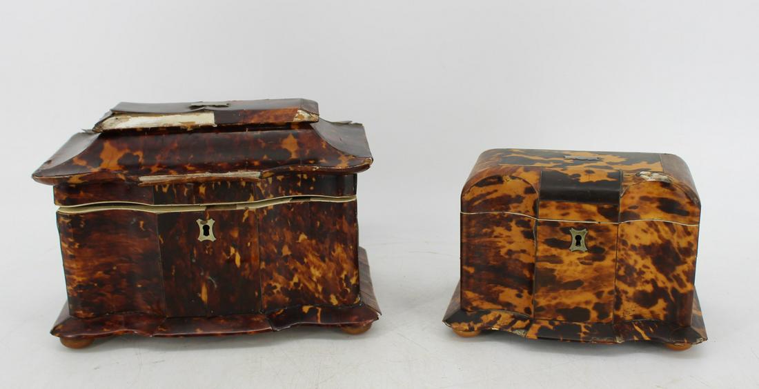 Lot of 2 Antique Tea Caddies - with losses. (1 of 15)