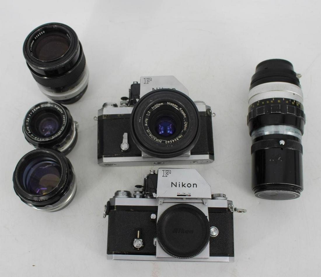 Vintage Nikon F Lot - 2 Bodies, 5 Lenses (1 of 2)