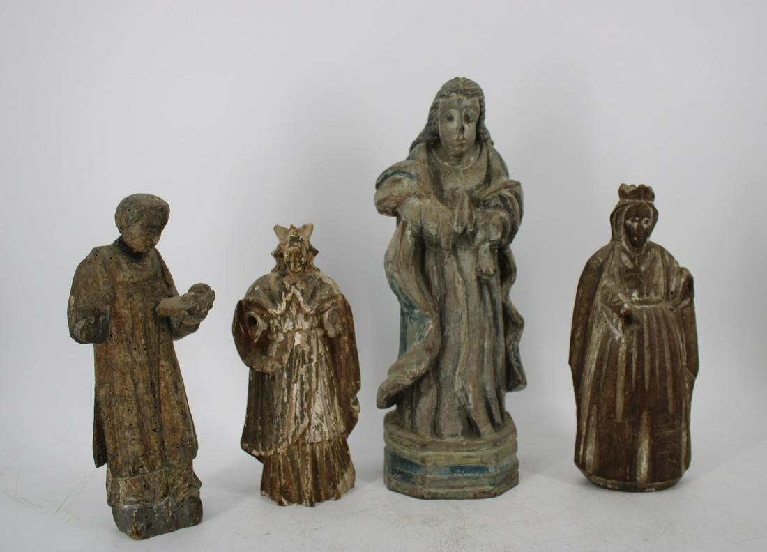3 Antique Carved Wood Santos Figures (1 of 6)