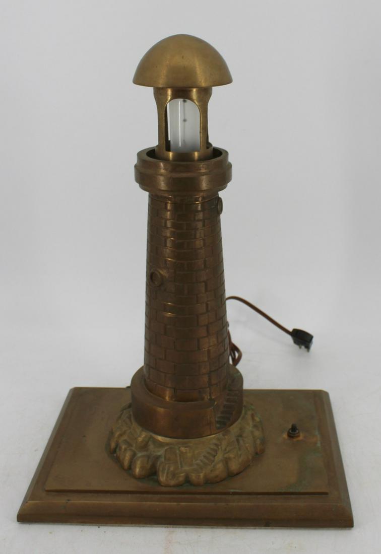 A Large Brass Machined Lighthouse Table Lamp (1 of 5)