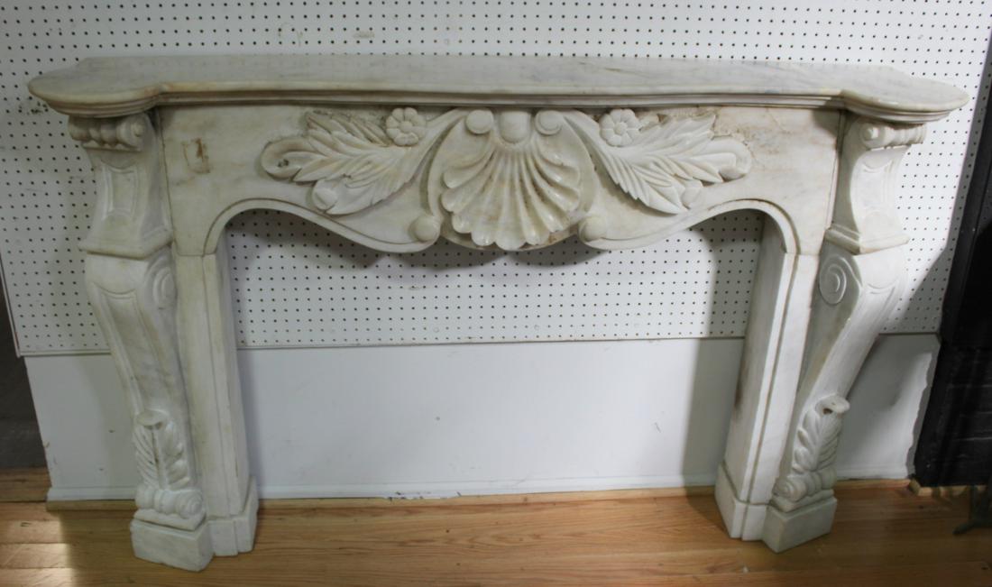 Vintage And Fine Quality Carved Marble Fire Mantel (1 of 7)
