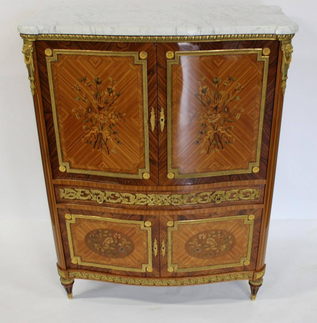 Fine Quality Bronze Mounted, Inlaid & Marbletop (1 of 15)