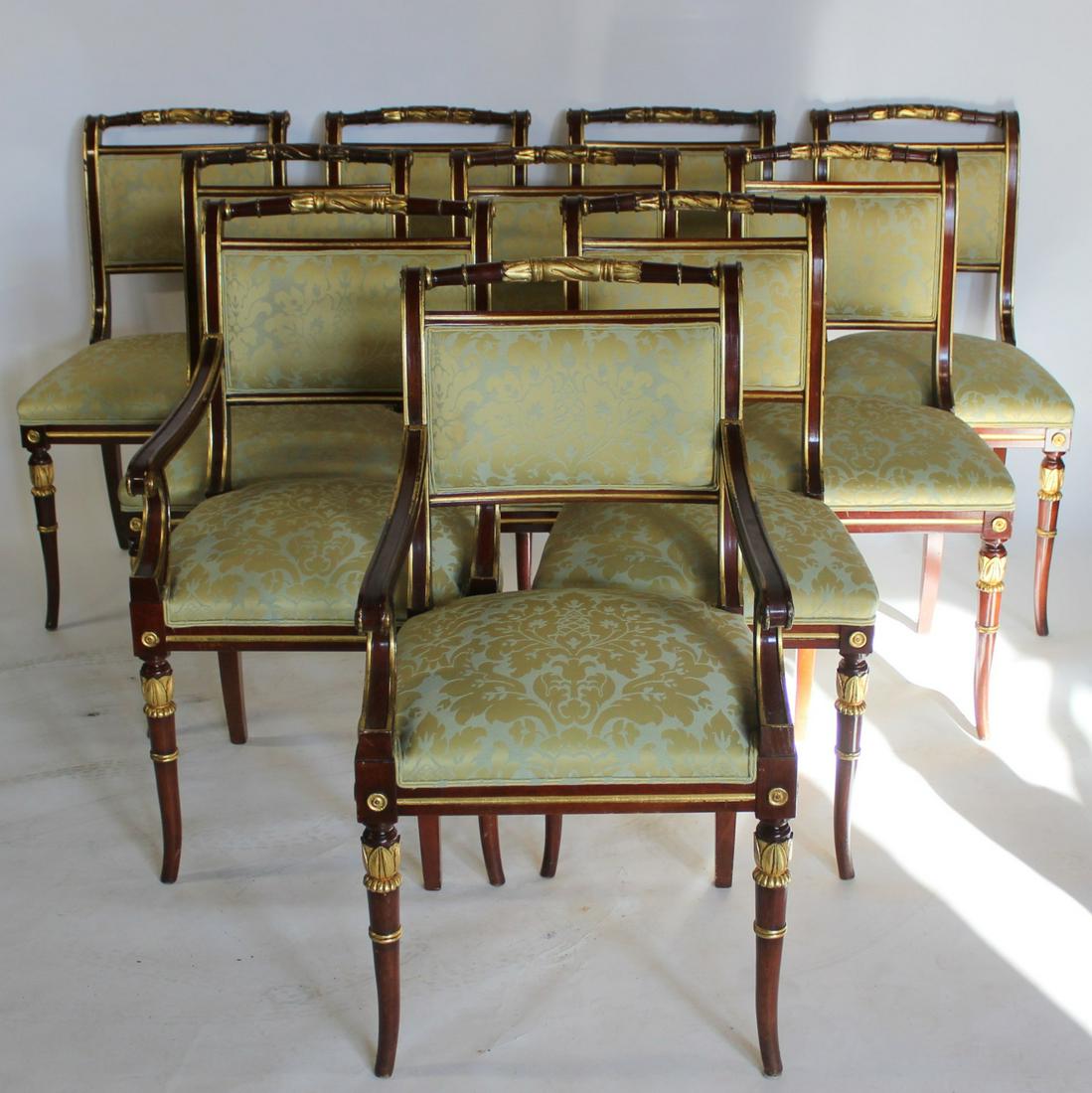 Set Of 10 Empire Style Upholstered Dining Chairs. (1 of 6)